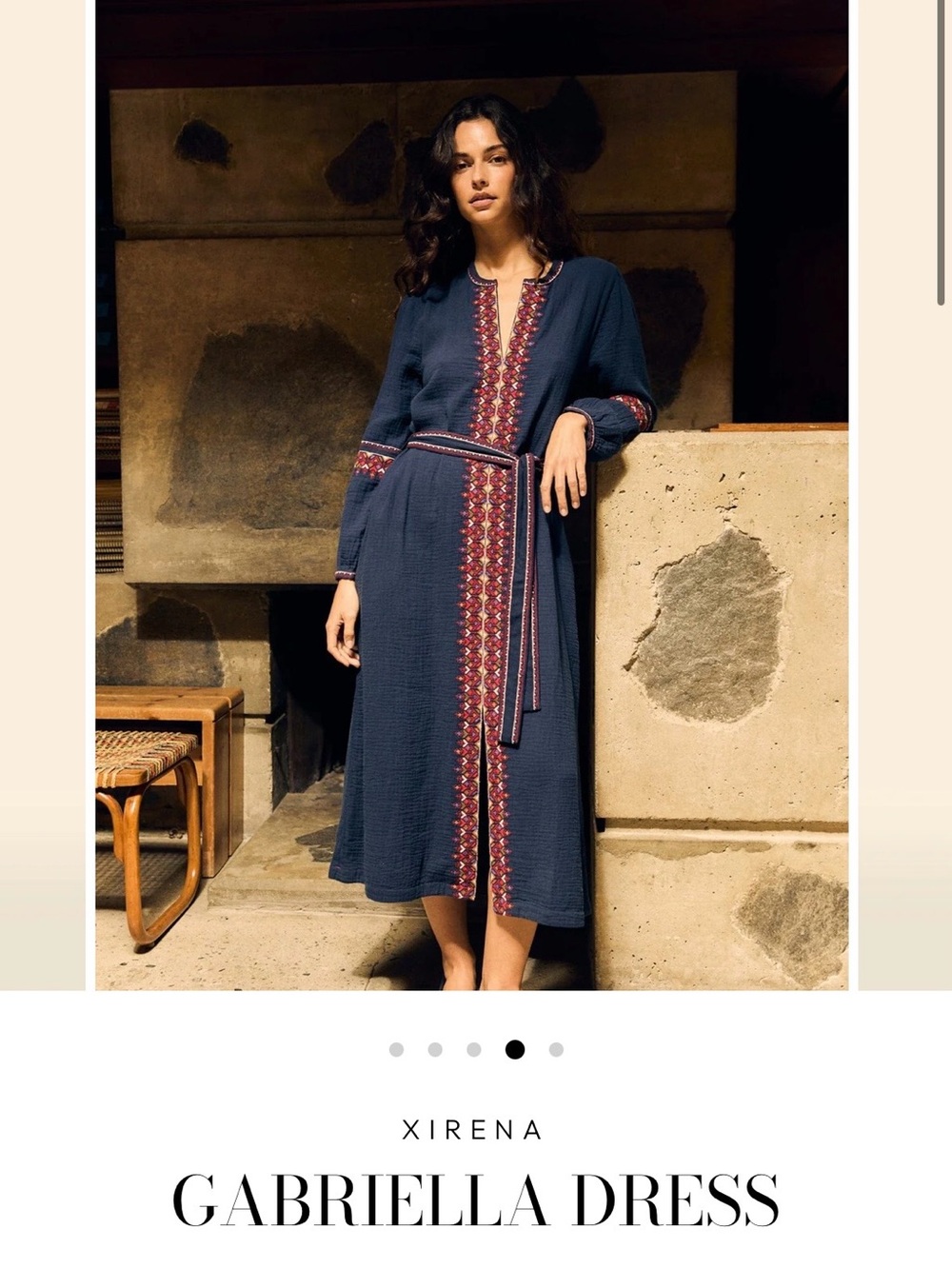 XiRENA Gabriella Midi Dress - Navy with Red Trim